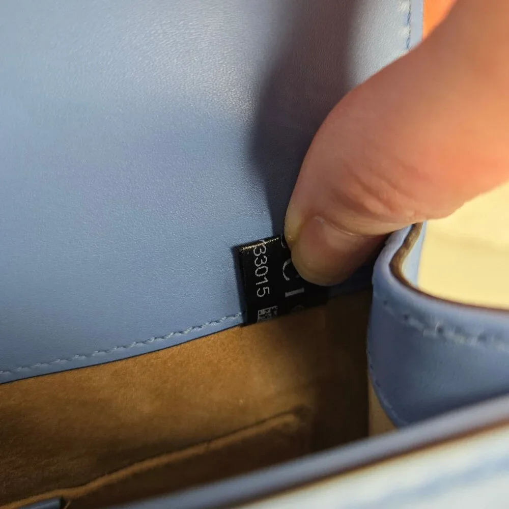 Gucci Sylvie Mini Flap Bag Blue with Ribbon & Chain Handbag Purse Crossbody - Picture 14 of 15